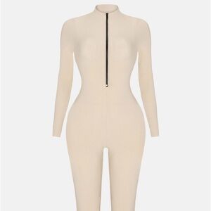 Nude Ribbed Snatched Jumpsuit